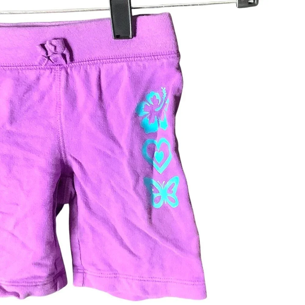 The‎ Childrens Place Shorts Girls XSmall Purple Cotton Teal Floral Butterfly